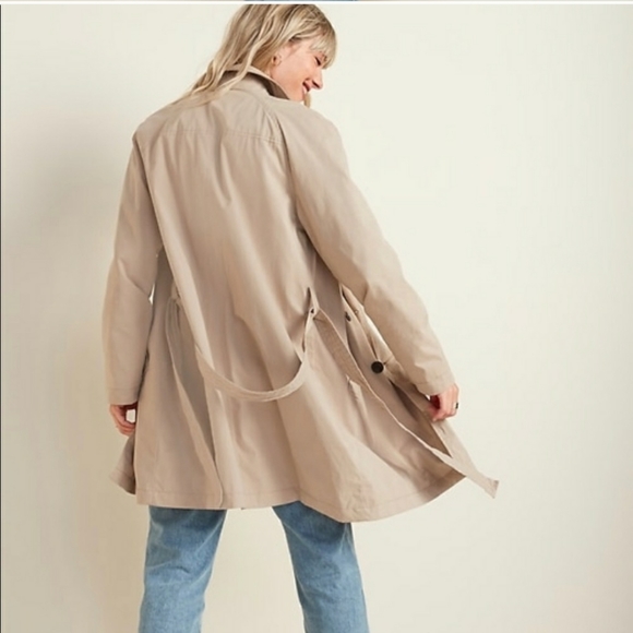 Old Navy Water Resistant Trench Coat Tan Size XS NEW - Picture 3 of 16